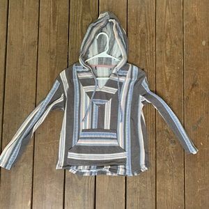Long Sleeve Striped Hood Beach Coverup